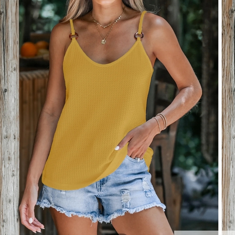 Mustard Jersey Knot Cami